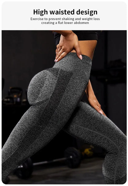 The Codex Seamless Yoga Sport Women’s Push Up Fitness Leggings Ankle-Length Gym Pants - black / M