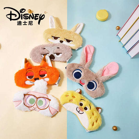 Disney Children's Plush Eye Mask Zootopia Cartoon Design Sleep Sunscreen Napping Mask for Students Cute And Crazy Gift