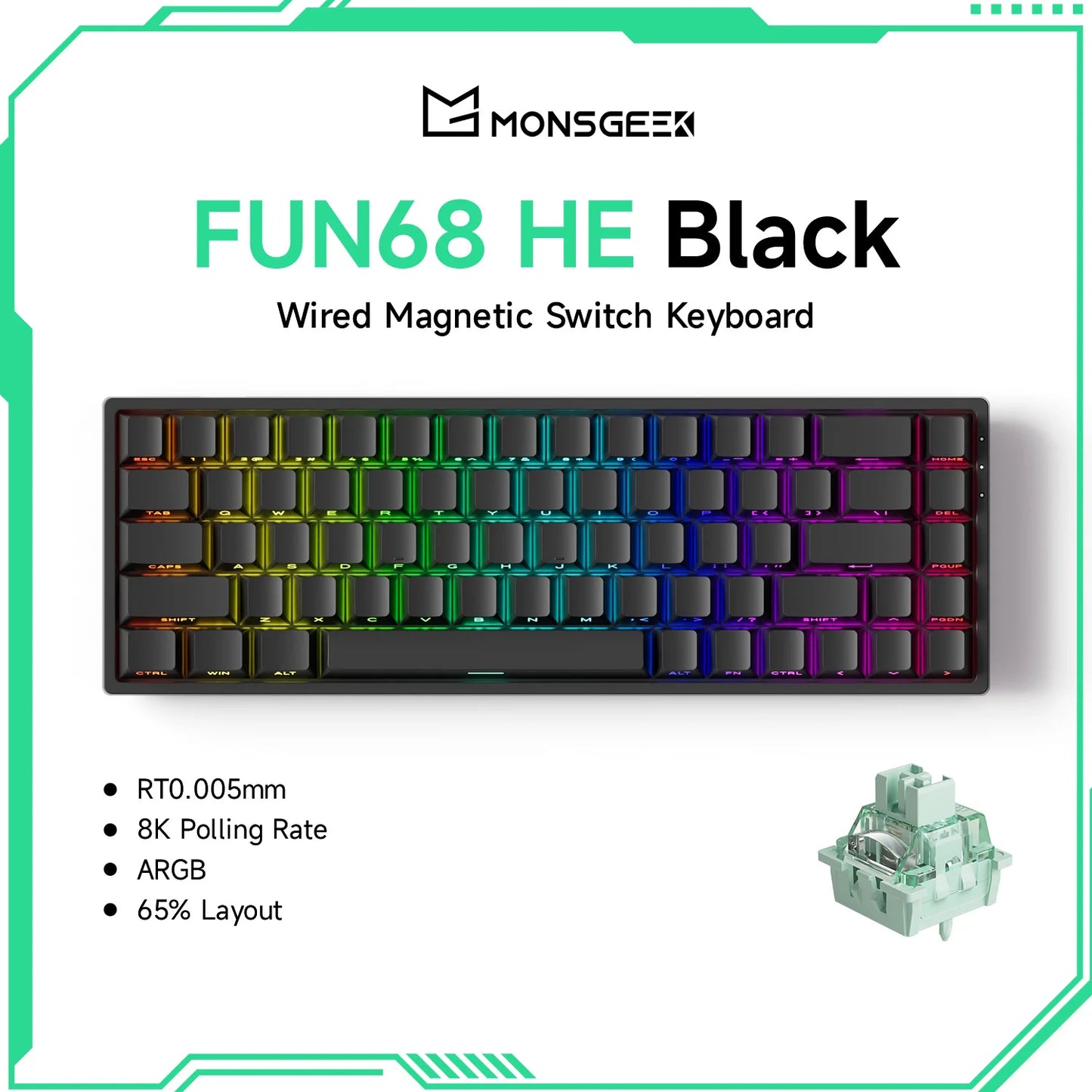 Akko MonsGeek FUN68 & FUN60 PRO&MAX HE Magnetic 60% 65% Gaming Keyboards Rapid Trigger 8K Custom Keyboard for Esports