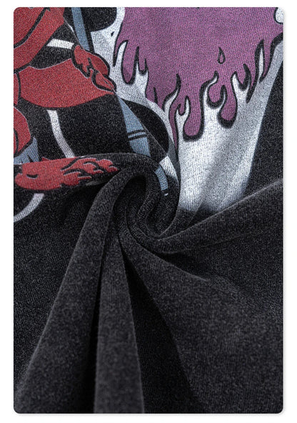 ZODF America Retro Summer 100% Cotton T-Shirts For Men Unisex Washed 310gsm Comfortable High Street Printing T Shirt Tops HY0862