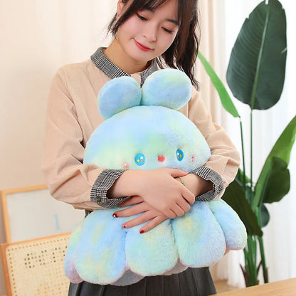 Kawaii Plush Flip Rainbow Cosplay Bunny Octopus Plush Toy Double Side Reversable Rabbit Plushie Peluche Doll  Cuddly Doll
