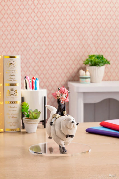 14cm SPY×FAMILY Anya Anime Figure Bond Anya Forger Action Figures Kawaii Girl Riding Dog Figurine PVC Collection Model Doll Toy