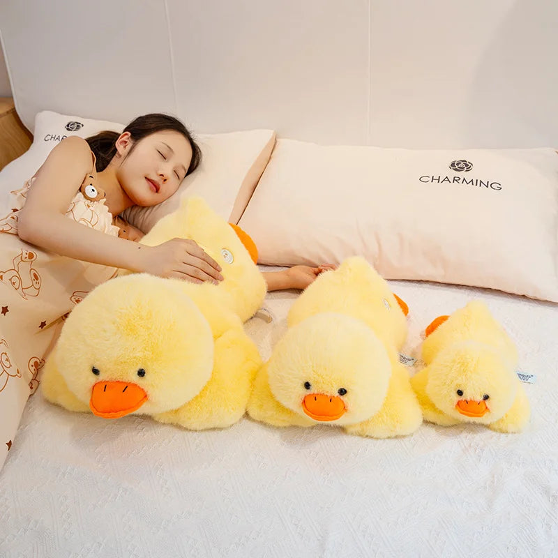 30-60cm Fluffy Large Sleep Pillow Super Soft Duck Plush Toy Cozy Lying Stuffed Animal Yellow Duck Plushies Hug Pillow Cushion