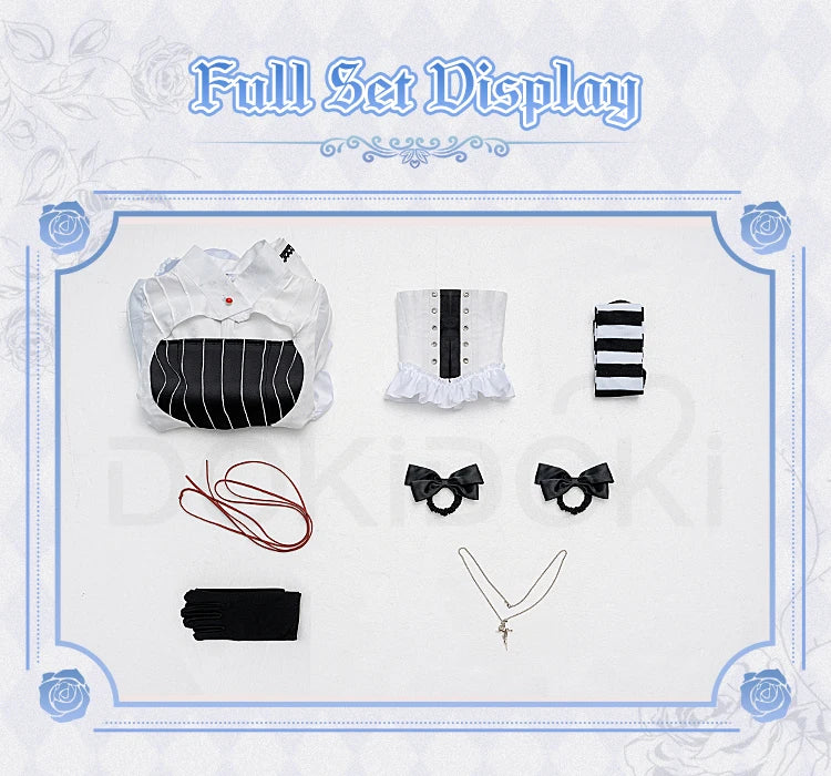 IN STOCK Asukaa Reii Cosplay Costume Anime DokiDoki-R Wome Black White Gothic Dress Asukaa Cosplay Halloween Costume