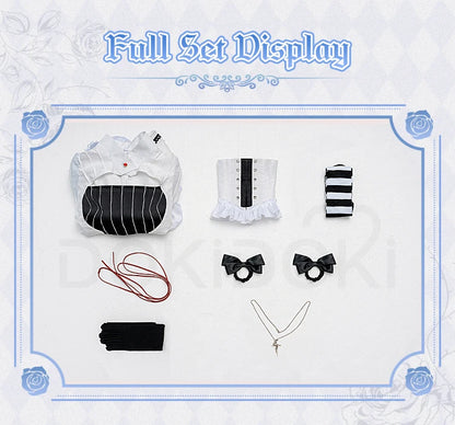 IN STOCK Asukaa Reii Cosplay Costume Anime DokiDoki-R Wome Black White Gothic Dress Asukaa Cosplay Halloween Costume
