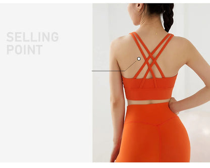 2 Piece Yoga Set Solid Color Women's High Waisted Leggings Tight-Fitting Quick-Drying Running Underwear Cross Bra Fitness Suit