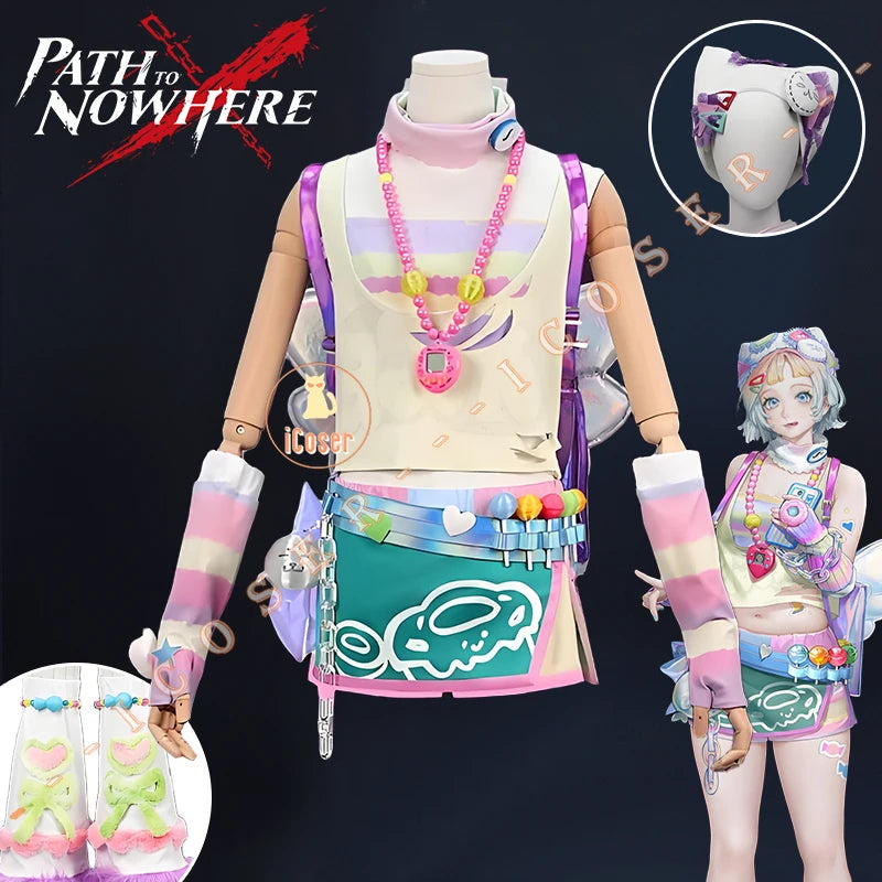 iCoser Path To Nowhere Poffy Cosplay Costume Wig Uniform Outfit Headwear Backpack Hat Halloween Party for Women Role Play Props