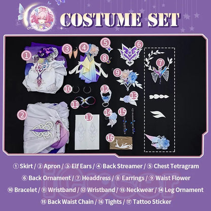 Honkai Star Rail Cyrene Cosplay Costume Wig Dress Headwear New Skin Outfit Elysia Amphoreus Halloween Party Women Girls Props