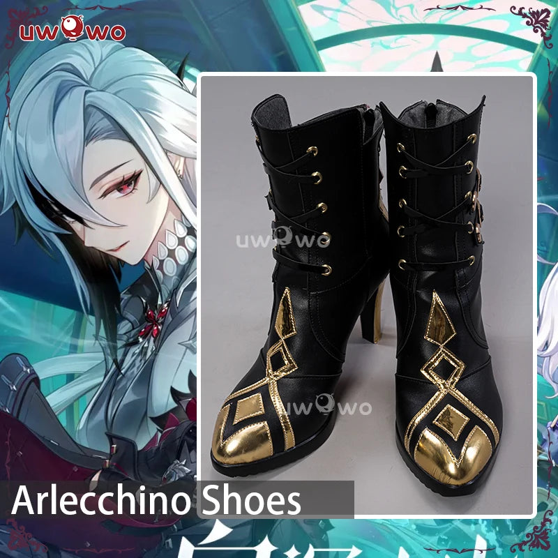 LAST BATCH UWOWO Game Genshin Impact Cosplay Fatui Harbinger The Knave Arlecchino Costume Shoes Boots