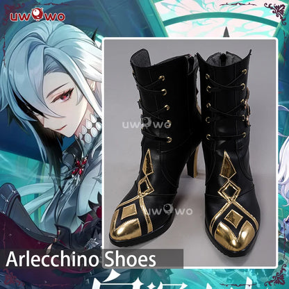 LAST BATCH UWOWO Game Genshin Impact Cosplay Fatui Harbinger The Knave Arlecchino Costume Shoes Boots