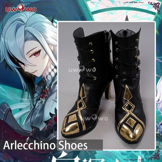 LAST BATCH UWOWO Game Genshin Impact Cosplay Fatui Harbinger The Knave Arlecchino Costume Shoes Boots
