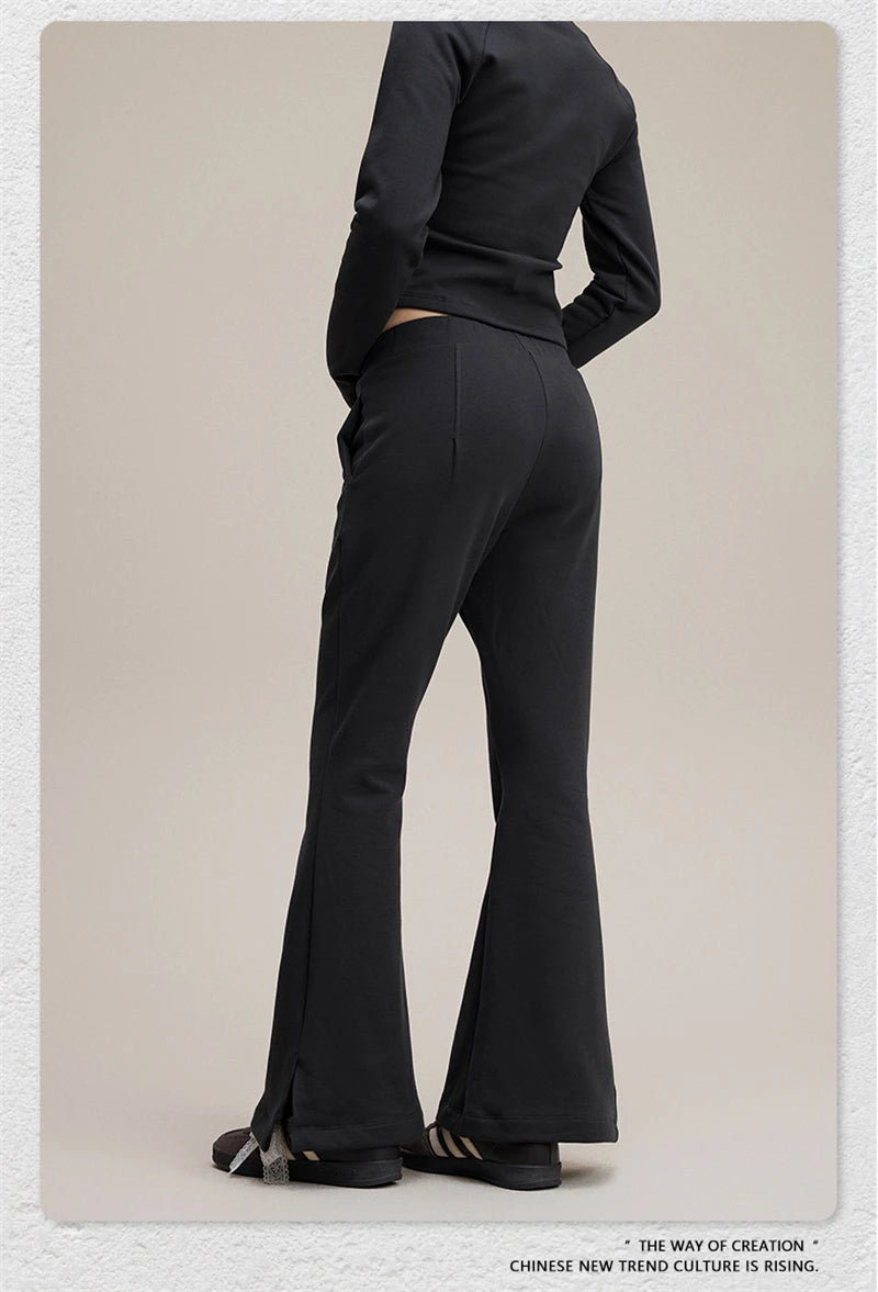 ZODF Women 2025 Autumn Sport Style Flared Pants Girls Female Mousse Muscle Sole Slimming Micro Yoga Trousers HY1095