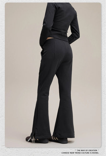 ZODF Women 2025 Autumn Sport Style Flared Pants Girls Female Mousse Muscle Sole Slimming Micro Yoga Trousers HY1095