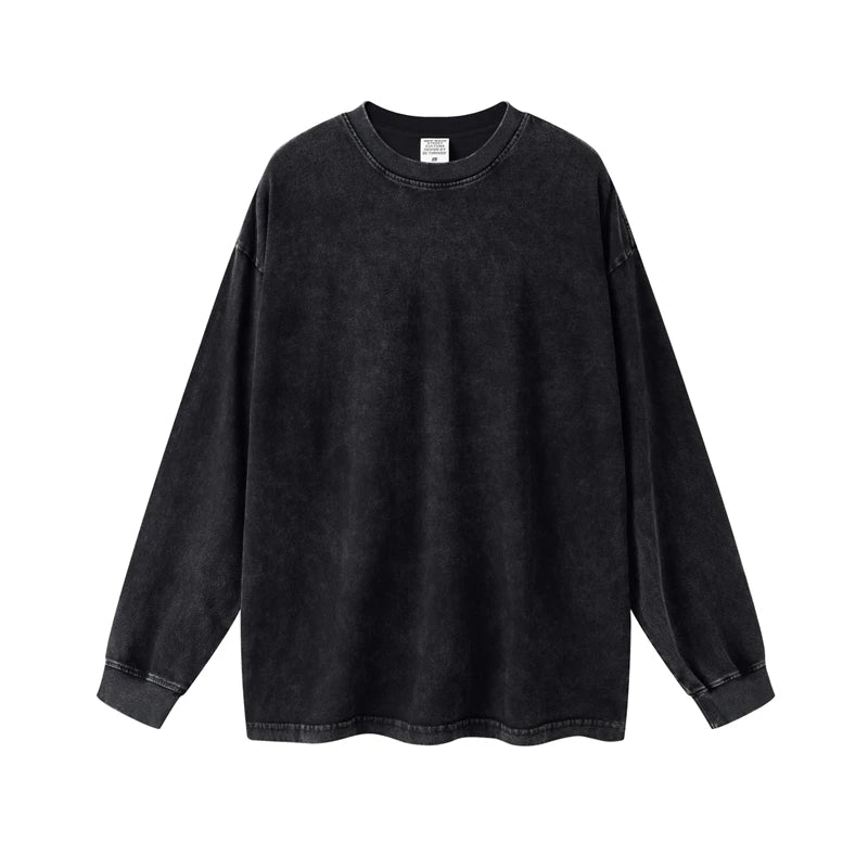 ZODF New Autumn Men's 260gsm 100% Cotton T Shirts Unisex Retro High Street Loose Washed Solid Tees Streetwears HY0376