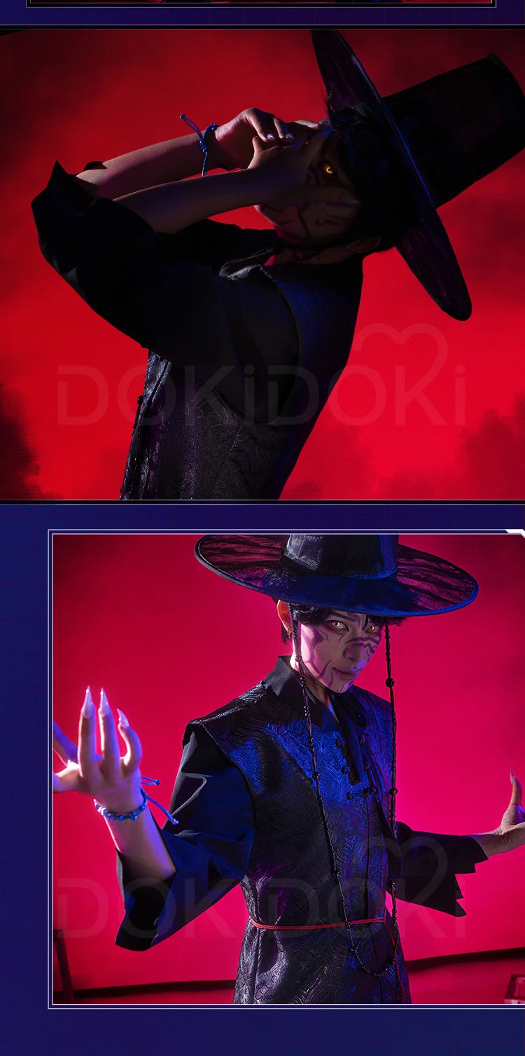 【Last Batch】IN STOCK Jinuu Cosplay Costume 【S-3XL】DokiDoki-R Jinuu Babyy Mysteryy Romancee Men Black Robes Hat Plus Size