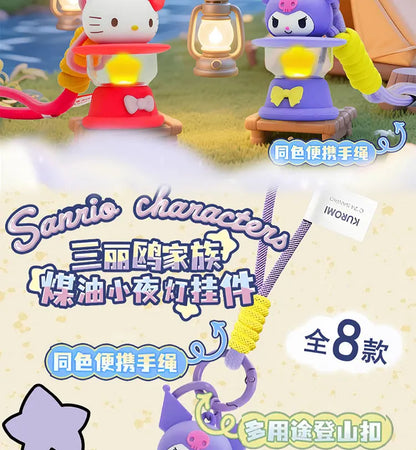 Original Sanrio Keychain Creative Hello Kitty Night Light Keyring Cinnamoroll My Melody Kuromi Key Chain Schoolbag Pendant Gifts