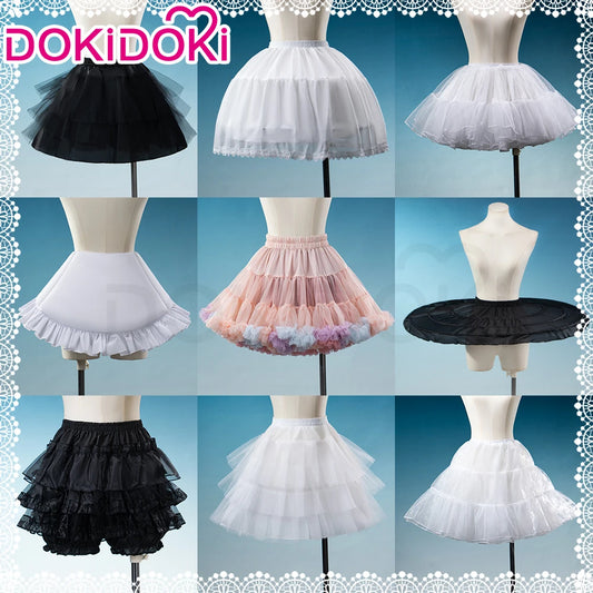 IN STOCK Underskirt Petticoats Bustle Cosplay Props DokiDoki Halloween Skirt Dress Petticoats Long Short White Black Bustle