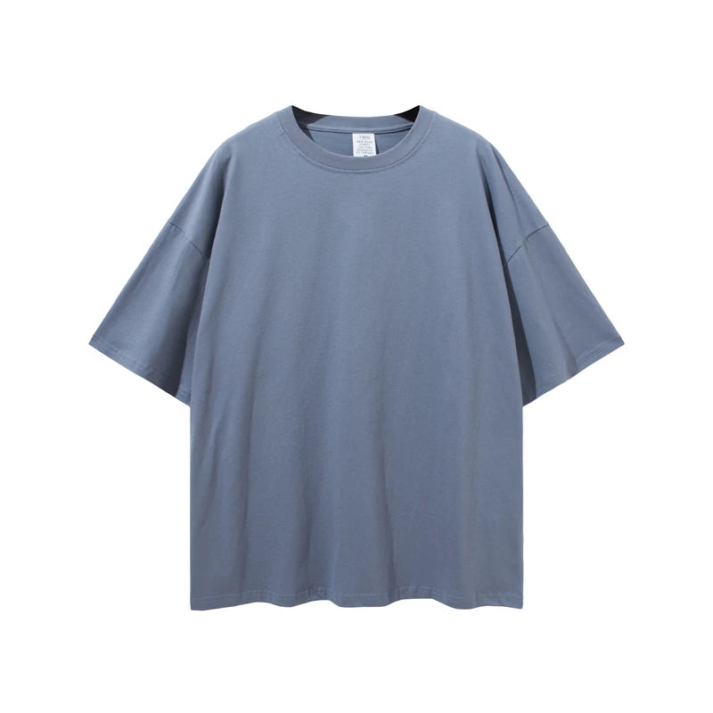 ZODF Trendy 2025 Men Basic Solid Cotton T-Shirts Unisex Male 190gsm Summer Loose Comfortable Soft Tees Shirt Streetwears HY0040