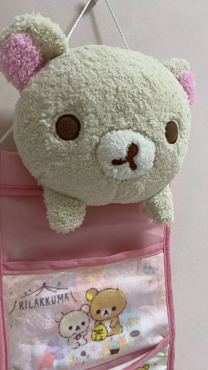 Kawaii Rilakkumas Wall Hanging Storage Bag Cartoon Rilakkumas Bear Door Hanging Bag Large Capacity Sundries Storage Bag Gifts