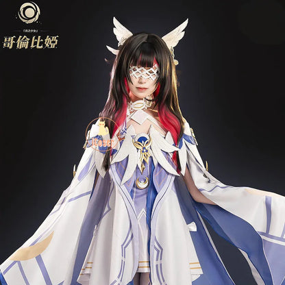 Genshin Impact Columbina Cosplay Costume Wig The Damselette Dress Uniform Headwear Eleven Fatui Harbingers Halloween Women Girls