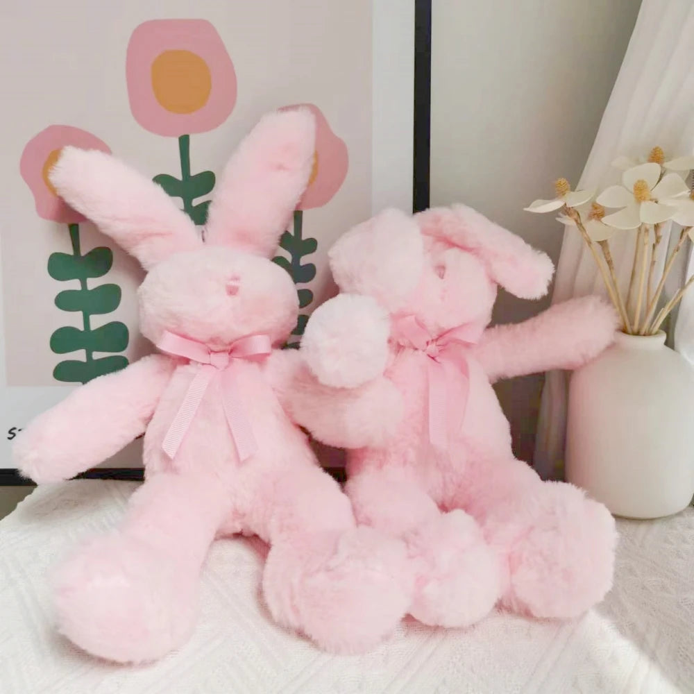 Hand Made Cute Stuffed Animal Pink Easter Bunny Plush Toy Soft Rabbit Plushie Dolls Gift For Girls Girlfriend