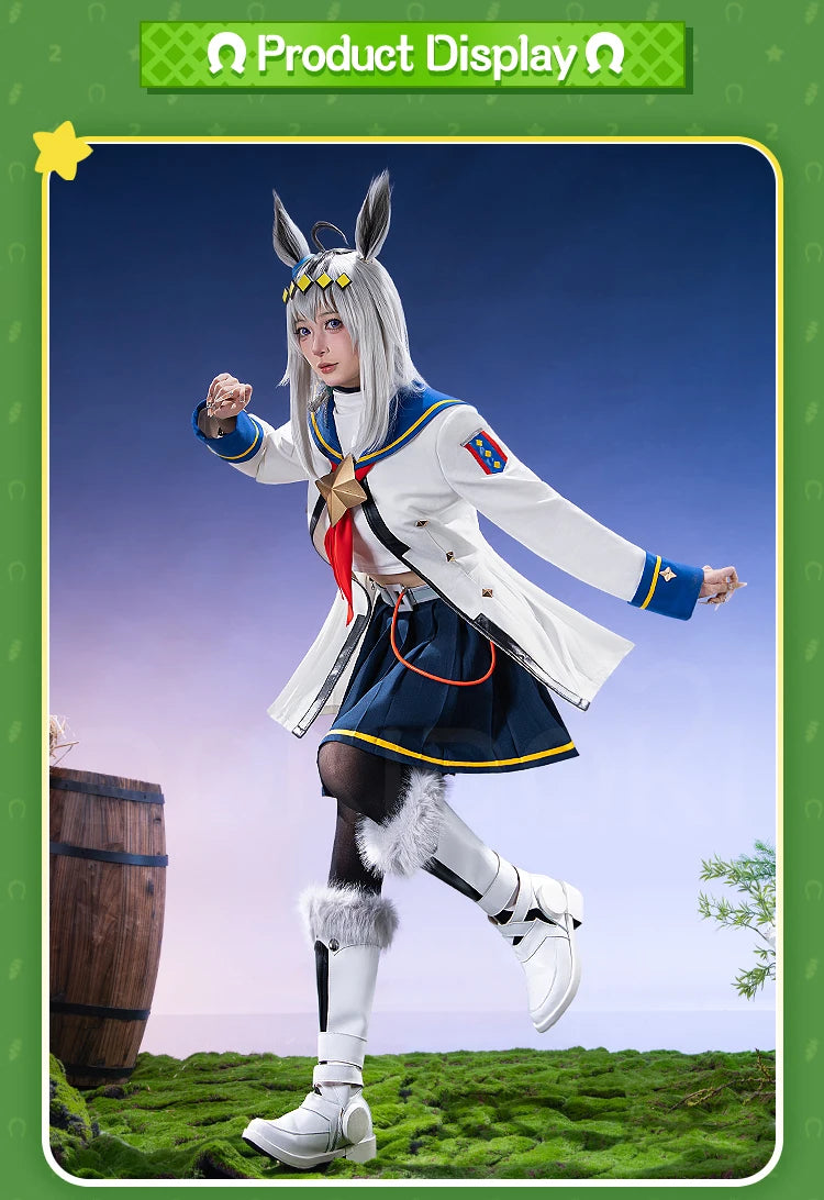 Oguri Cap Cosplay Costume Game【XS-2XL】DokiDoki-R Women Cute Performance Costume Oguri Cap White Cosplay Suits Plus Size