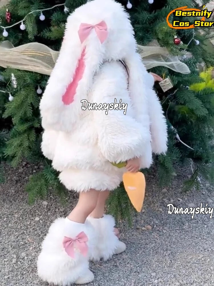 NONE Child Kawaii Rabbit Ears Cosplay Suit Size 90-150 Polyester