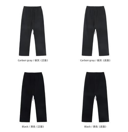 ZODF Fashion 2024 Men Loose Straight Pants Unisex 365gsm Retro Comfortable Sport Solid Drawstring Trousers HY0588