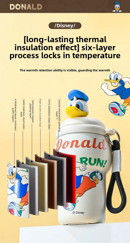 Anime Figure Stitch Coffee Mug Student Thermos Mug 350ml Thermos Cup Mickey Nick Judy Thermal Water Bottle Vacuum Flasks Gift