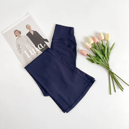 The Codex Women’s High-Waisted Flared Yoga Pants Comfortable Pilates Running Leggings Stylish Gym Trousers - Navy Blue