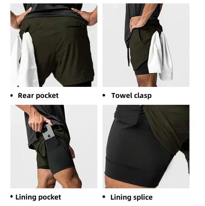 Anime Haikyuu Men's Shorts Quick-dry Pants Summer Graphic Print Workout Training Fitness Double Layer 2-in-1 Sports Gym Shorts