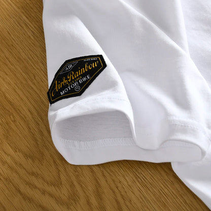 Summer New American Retro Short-sleeved O-neck 3D Printed T-shirt Men's Fashion Simple 100% Cotton Washed Casual Sport Tops