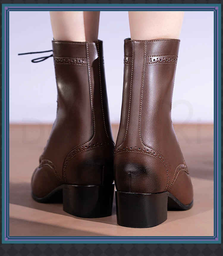 IN STOCK Men Women Cosplay Props 19cm Heightening Shoes DokiDoki Men Daily Black White 15cm Leather Shoes Halloween Cosplay