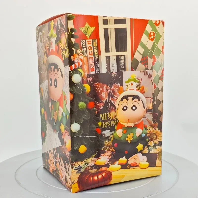 Christmas Anime Crayon Shin chan Figurine Santa Claus Spy Family Anya Action Figures Dolls Model Toys PVC Collectible Ornament
