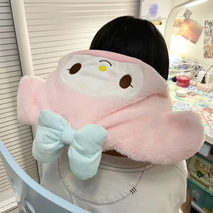 Japanese Anime Kuromi My Melody Hooded U Pillow Soft Pom Pom Purin Pochacco Plush Pillow Animal Cushion Gifts For Girl