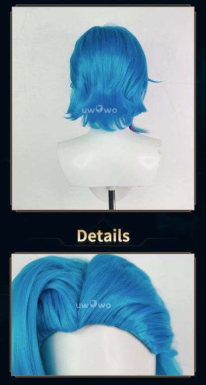 UWOWO Jinx Wig Game LOL: Arcane2 Fractured Jinx Cosplay Costume Wig Long Lace Wig Blue Hair Heat Resistant