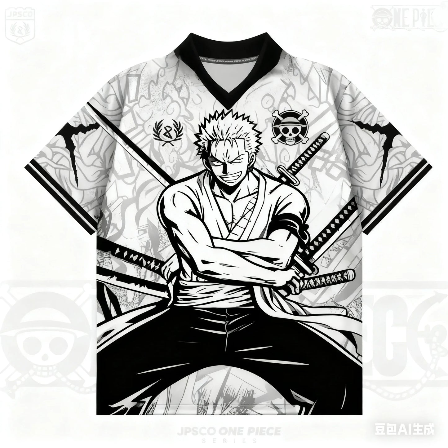 2526 New Bandai Anime One Piece Luffy Summer Jersey T-shirt Oversized 3D Adult and Children's Multifunctional Top Christmas