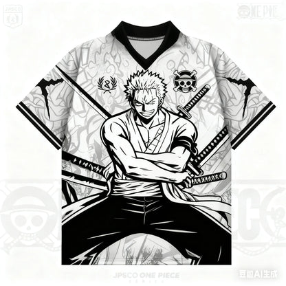 2526 New Bandai Anime One Piece Luffy Summer Jersey T-shirt Oversized 3D Adult and Children's Multifunctional Top Christmas