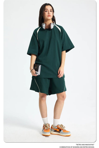 ZODF Fashion Men Summer 250gsm Patchwork Shorts Unisex High Street Loose Fit Quick Dry Sport Shorts Brand Streetwears HY1049