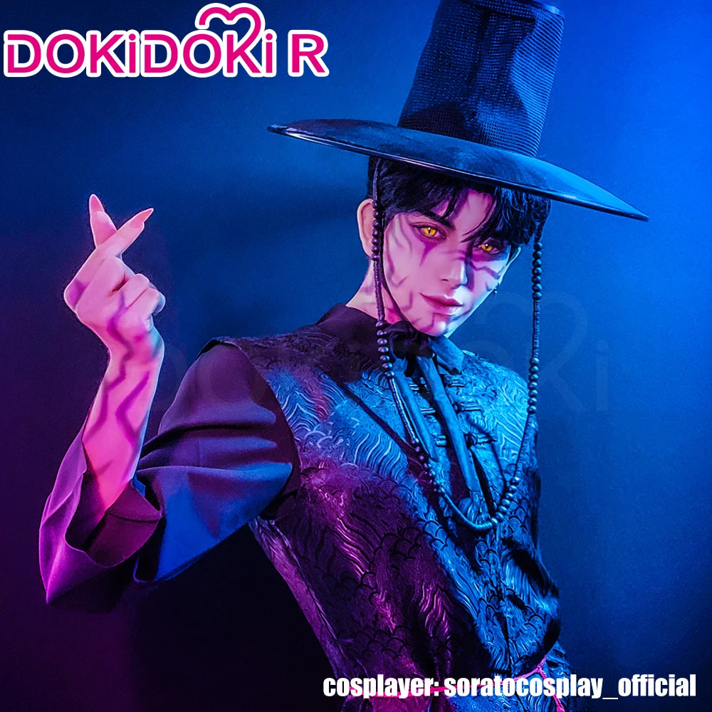【Last Batch】IN STOCK Jinuu Cosplay Costume 【S-3XL】DokiDoki-R Jinuu Babyy Mysteryy Romancee Men Black Robes Hat Plus Size