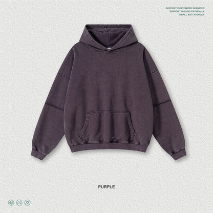 ZODF Vintage 2025 Autumn 370gsm Fake 2-Piece Hoodies For Man Unisex Washed Fire Snowflake Hooded Pullovers Terry Coats HY1108