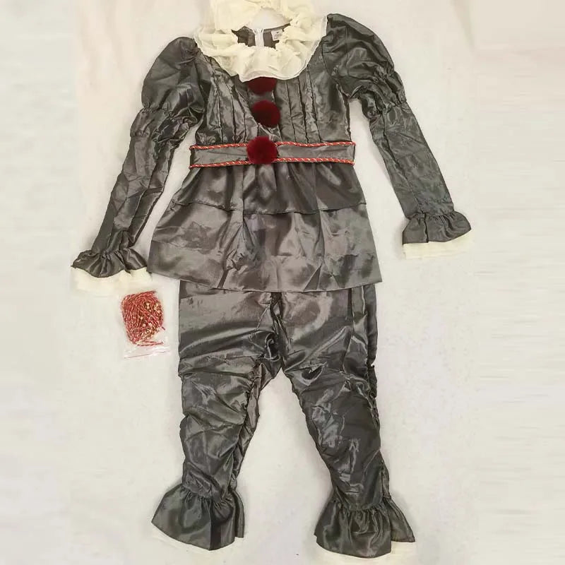 HOMCHEE TRENDS Pennywise Clown Costume 130CM Satin Chiffon