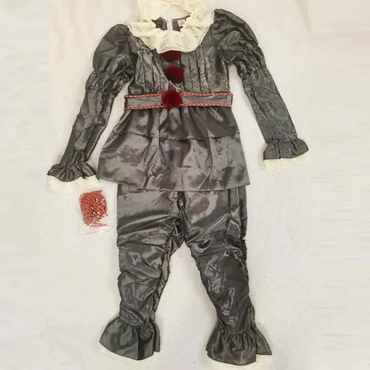 HOMCHEE TRENDS Pennywise Clown Costume 130CM Satin Chiffon