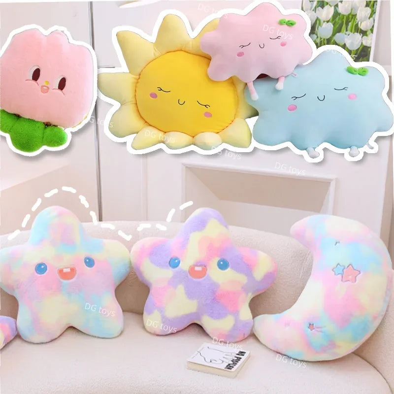 Soft Rainbow Star Plush Sun Cloud Plush Pillow Smile Face Soft Tulip Flower Cushion Girl Room Sofa Home Decor Christmas