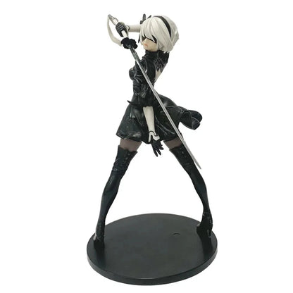 Hot 18CM Yorha 2B Black and White Series Anime Figure PVC Collectible Action Figures Model Doll Statuette Gift