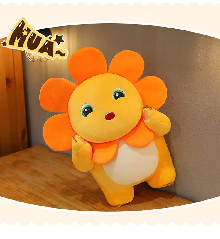 Kawaii Sunflower Nailong Plush Toy Cartoon Smile Dinosaur Silly Cute Stuffed Anime Sofa Pillow Room Decor for Kids Birthday Gift