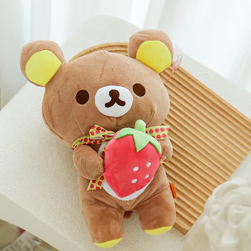 strawberry Rilakkuma Plush Doll Cartoon Bear Toy Kawaii Rilakkuma Room Decor Teddy Bear Plushies Cute Couple Bear Xmas Gift