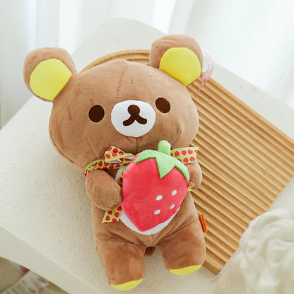 strawberry Rilakkuma Plush Doll Cartoon Bear Toy Kawaii Rilakkuma Room Decor Teddy Bear Plushies Cute Couple Bear Xmas Gift