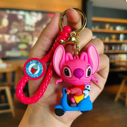 Anime Disney Keychain Cartoon The Lion King Mickey Mouse Minnie Lilo & Stitch Keyring Car Key Chain Pendant Kids Toys Gift