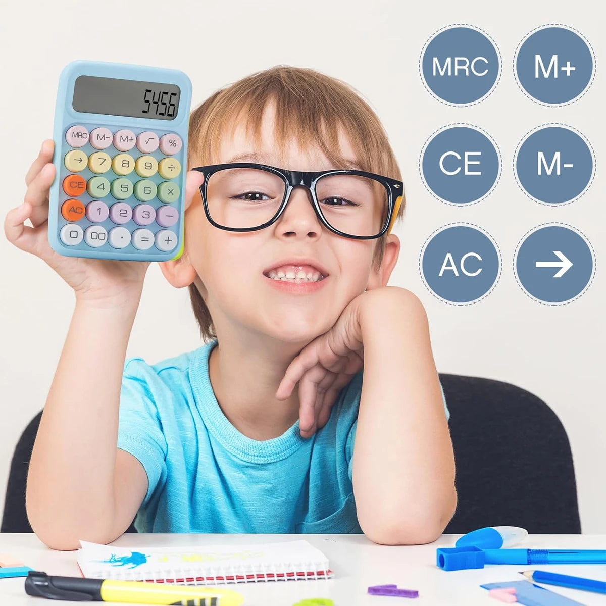 Keyboard Calculator Office 12-digit Mechanical Buttons Calculator Cute Candy Color School Supplies Students/Finance Stationery